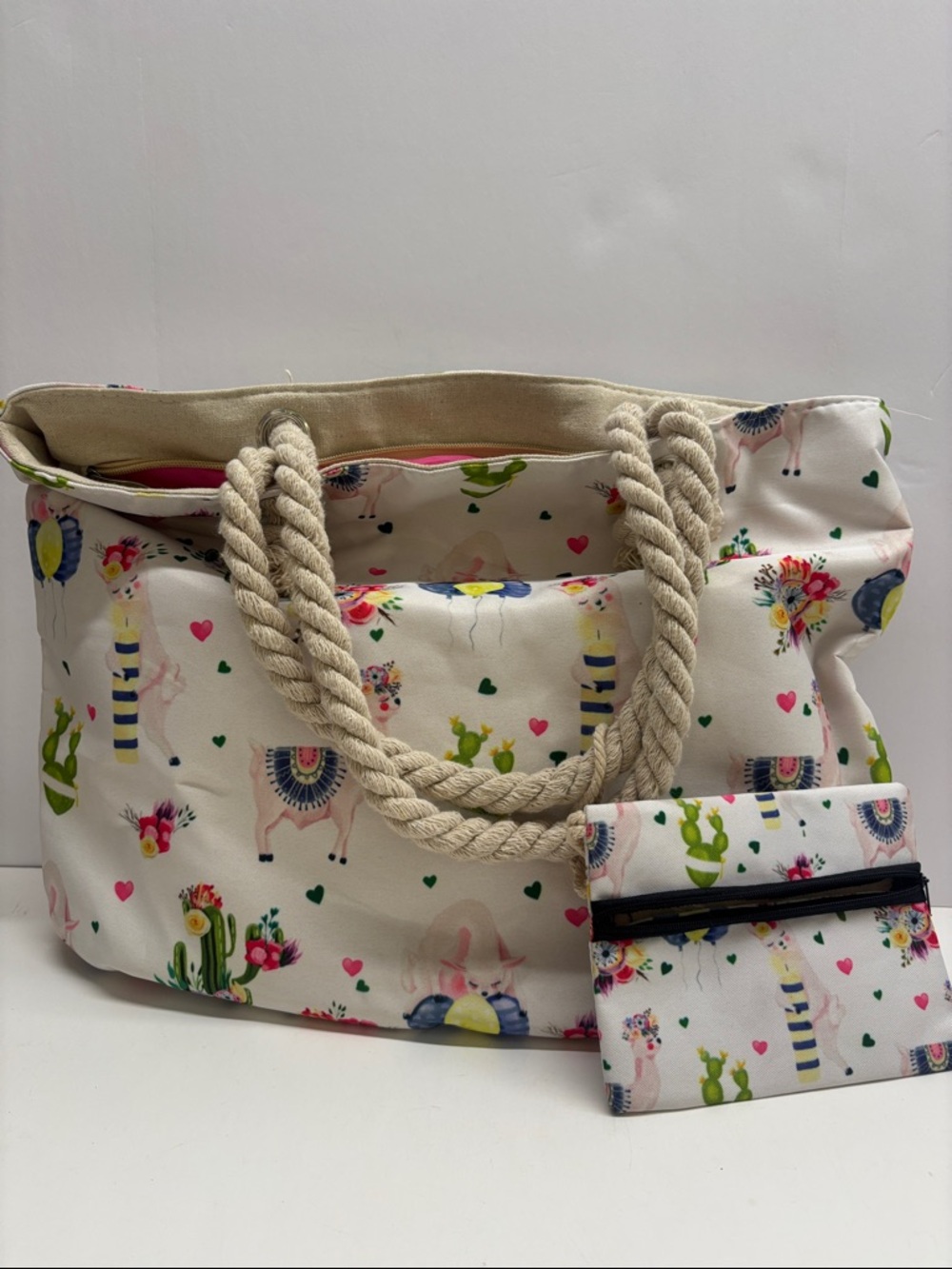 Llama Beach Bag with Coin Purse